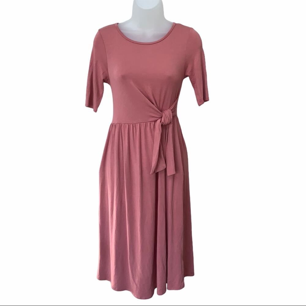 MIMI + DAPHNE Women's Mauve Wrap Front Midi Dress